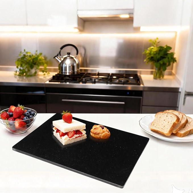 Large Marble Cutting Board for Kitchen 16x20 Inch- Stone Granite Cutting Board | Multi-Functional Marble Pastry Board for Cheese,Charcuterie - Wedding Gift, House Warming (Black16x20)