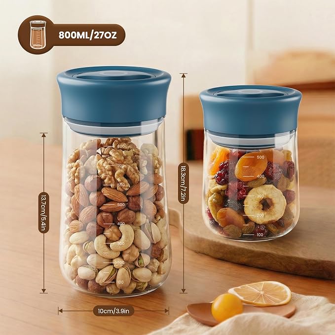 OURCABECUE Wide Mouth Mason Jar 27 oz, 2026 Upgrade 90° Rotating Lid Glass Storage Jar, Food Grade Overnight Oats & Yogurt Jar, Dry Snacks Candies jar