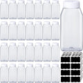 Mifoci 28 Pack 16 oz Plastic Spice Jars with Cap Square Plastic Bottle Containers with Shaker Lids and Stickers Large Seasoning Shaker Empty Powder Storage Container for Storing Salt Herbs (White)