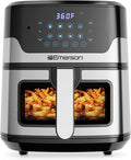Emerson SmartVoice 5.3QT Air Fryer, 1000+ Voice Commands, 6-in-1 Digital Cooker, Compact Countertop Design, Oil-Free Healthy Cooking, Easy-Clean Nonstick Basket, 1500W