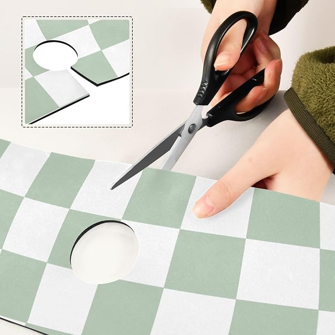 Kitchen Sink Splash Guard 1 PC 14.7 Inch Sink Faucet Mat Splash Guard for Bathroom Countertop Water Absorbent Foldable Cuttable Soft Washable Checkered White and Green