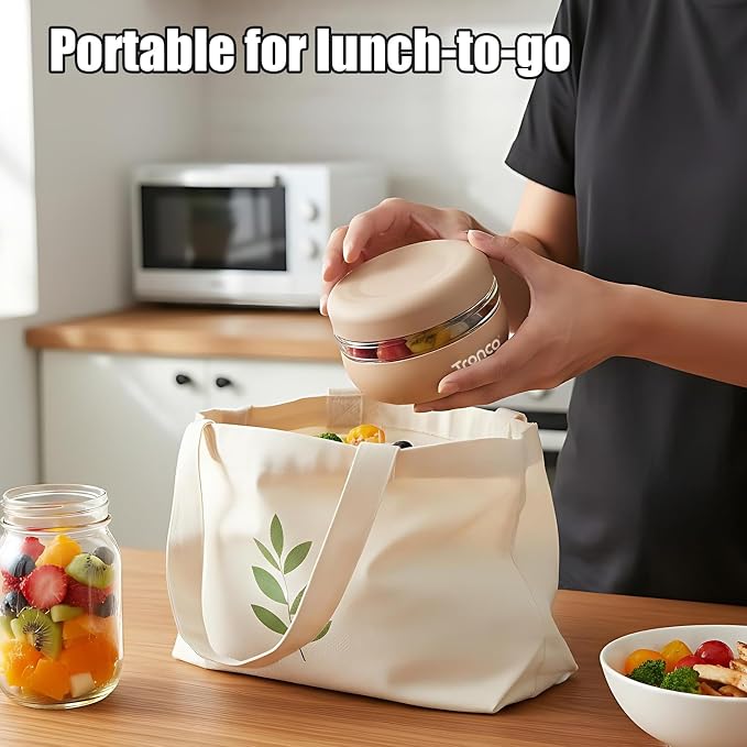 Tronco 16 oz Glass Food Storage & Lunch Bowl Containers with Airtight Lids | Leak & Spill Proof Meal Prep Container & Food Storage Jar for Lunch, Salad, Oats, Soup, BPA-Free, Microwave & Dishwasher Safe
