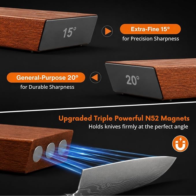 Rolling Knife Sharpener | Kitchen Knife Sharpener for Razor Sharp Edges | Diamond & Ceramic Knife Sharpening Kit for Smooth & Precise Cutting | Magnetic Holder with 15° & 20° Guides