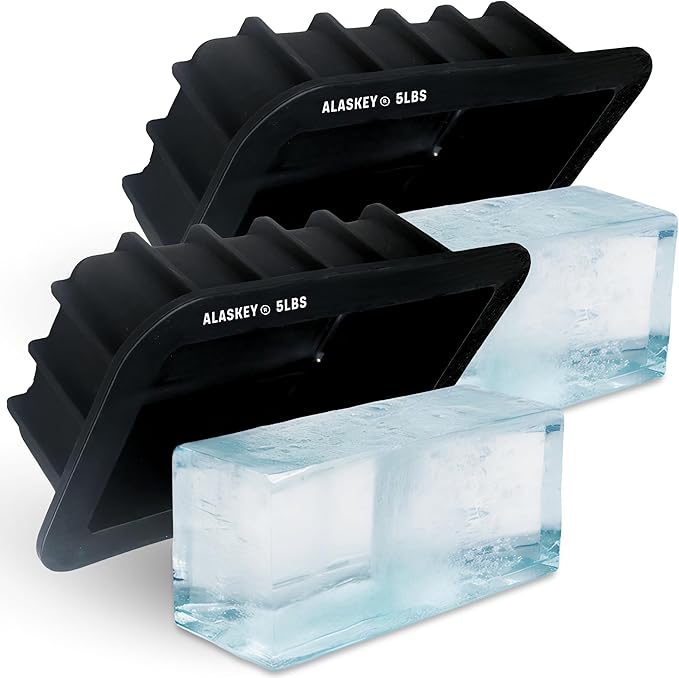 Alaskey® Extra Large Ice Block Mold 5 lbs (2-Pack) | Create Perfect Reusable Ice Bricks | Professional Silicone Mold for Crafting Giant Ice Cubes, Ideal for Ice Baths, Coolers, Bartender Accessories