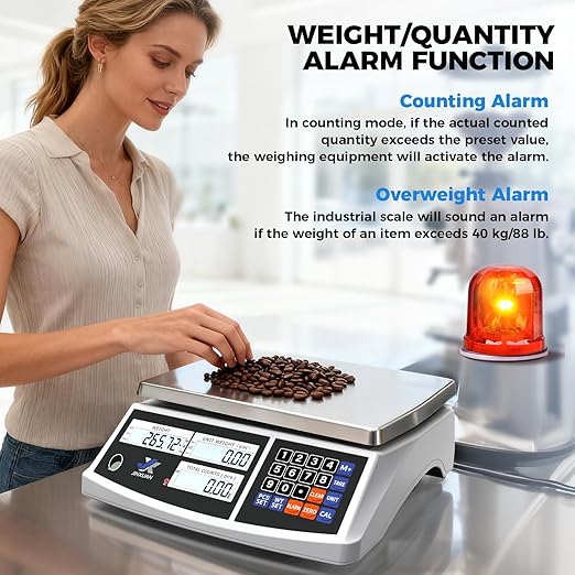 Industrial Counting Scale 40kg/88lb x 0.1g Precision Bench Scale Digital Inventory Counting Weight Scale for Small Parts and Coins, Electronic Gram Scale with Batteries/AC Power, lb/g/kg/oz