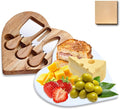 8.2" Valentine Heart-Shaped Acacia Wood Cheese & Charcuterie Board with 360° Rotating Marble Lid and Cheese Utensil Set (Spade, Knife, Fork) - Housewarming, Birthday & Wedding Gift