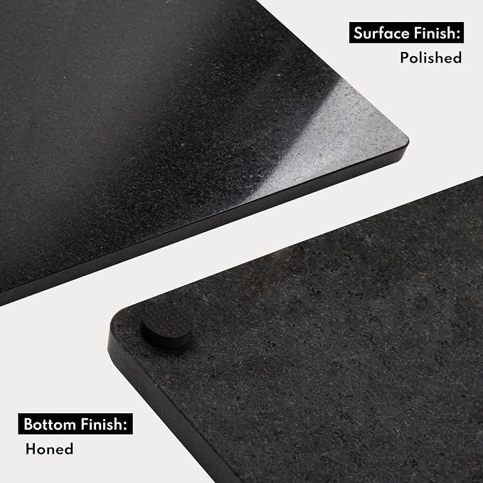 Lovdeco Black Marble Cutting Board, 20x12 Inch Stone Pastry Board For Kitchen, Black Marble Slab With Non-Slip Feets, 1 Piece