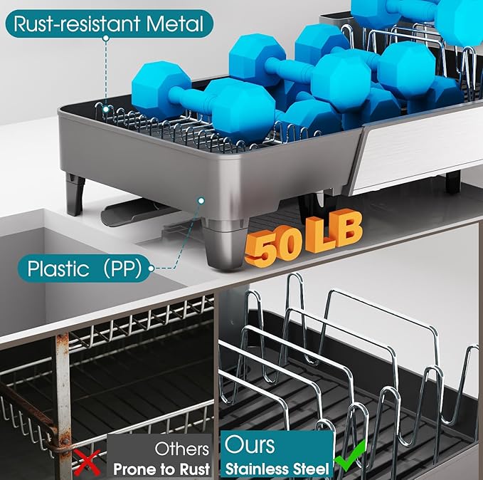 Expandable Under Sink Organizers + Dish Drying Rack