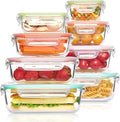 Vacuum Preservation Box 8 Pack Glass Food Storage Containers with Airtight Lids, Glass Meal Prep Containers, Bento Boxes for Lunch, for Microwave Crisper(Multi Colors)