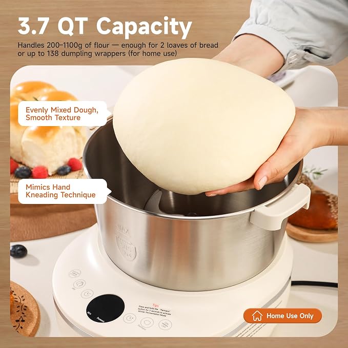 Joydeem Electric Dough Maker with Dual Seasonal Fermentation Function, 3.7Qt Dough Mixer Machine, Perfect for Bread Pizza Roti Dumpling Dough & Sourdough, HMJ-A351