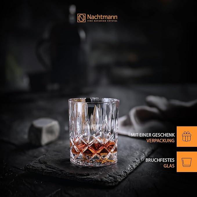 Nachtmann Noblesse Decanter and Whisky Glass, Set of 3, Clear, 10.4 oz. -
