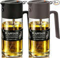 PLAPITATE 2Pcs 17oz Premium Olive Oil Sprayer for Cooking, 2 in 1 Glass Olive Oil Dispenser Bottle for Kitchen Gadgets, Spray Bottle with Portion Control for Salad, Frying, BBQ (Black & Gray)