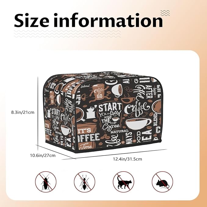 Coffee Brown Interesting 4 Slice Toaster Cover Dust And Fingerprint Bread Maker Cover Bakeware Protector Washable Appliance Covers Kitchen Accessories For Home Kitchen Women Gift