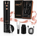 BLUBYEES 4-in-1 Rechargeable Electric Wine Opener Set - Automatic Corkscrew, Foil Cutter, Aerator Pourer, Vacuum Stopper - Wine Lovers Gifts for Women and Men