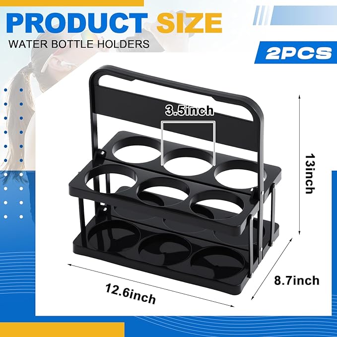 Suclain 2 Pcs Sports Water Bottle Carrier with Handle Collapsible Water Bottle Carrier Foldable Plastic Drink Caddy Portable Takeout Cup Holder Stand for Team Travel Beverage Beer, Fits 20–32 oz Cup