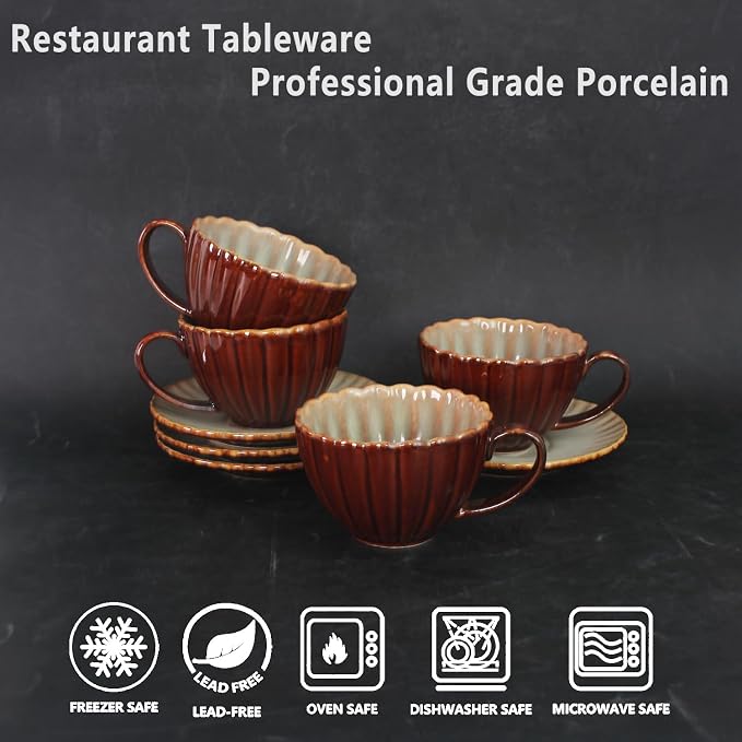 6.7 oz Ceramic Coffee Mug, Reactive Glaze Mug, Suitable for Latte, Coffee, Tea, Soup, Ideal for Office and Home Use, Dishwasher and Microwave Safe, 4-Pack.