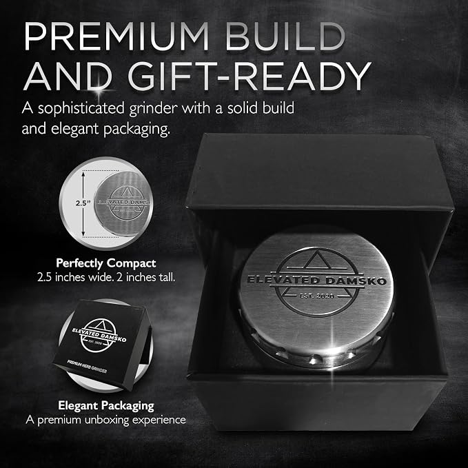 2.5" Solid Stainless Steel Spice & Herb Grinder for Kitchen | Strong Magnetic Lid, Precision-Cut Teeth, Brushed Finish, Gift-Ready