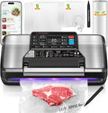 Gyreuni 95Kpa Vacuum Sealer Machine for Food with Bags, 12-in-1 Food Saver Vacuum Sealer with Double Heat Seal, Built-in Cutter,Accessory Hose, Bag Storage,10 Bags, 1 Bag Roll & Marker Pen,App Control