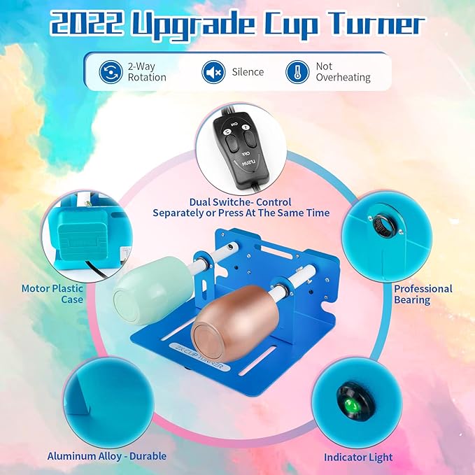 Multi Cup Turner for Tumblers,4X Cup Spinner for Tumblers with 4 ON/Off Switch for Epoxy Resin Tumblers Creating Craft…