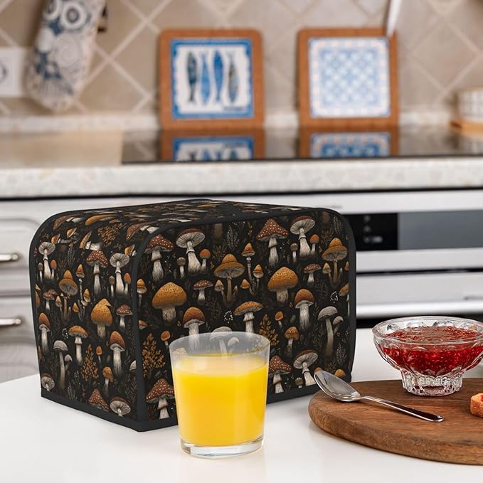 Toaster Cover 2 Slice Vintage Mushroom Leaf Kitchen Small Appliance Covers with Pockets Dust and Fingerprint Protection