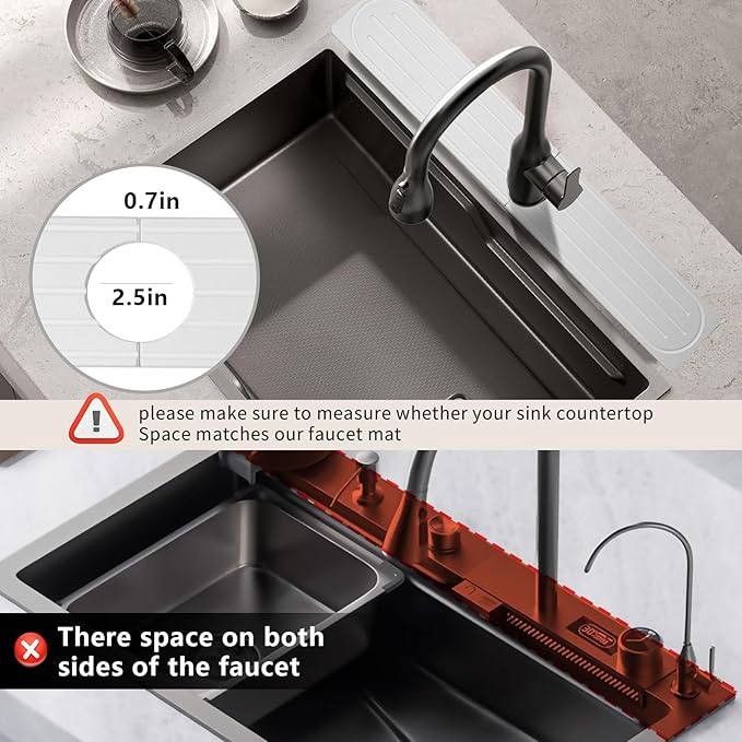 Stone Faucet Mat for Kitchen Sink, Diatomite Fast Drying Absorb Moisture Tray, Prevents Water Buildup, Durable Anti-slip Splash Guard Sink Protector (White, 23.7"x4")