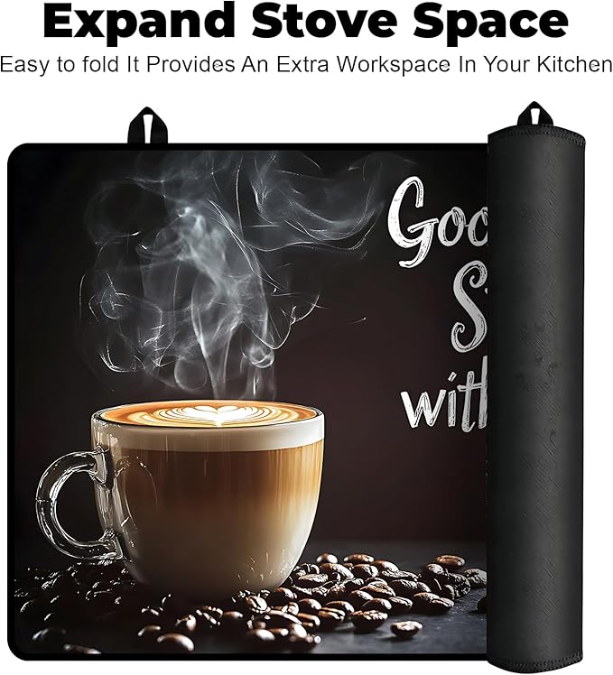 Heat-Resistant Glass Stove Top Cover with Anti-Slip Rubber Coating – Electric Stove Protector, Scratch-Resistant, Expands Counter Space, Stylish Kitchen Decor (Cafe)