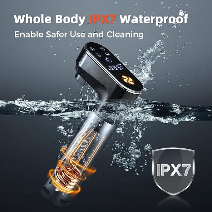 WiFi Sous Vide Cooker, 1300W Fast Heating Precision Sous Vide Machine, IPX7 Waterproof Ultra Quiet Kitchen Cooking Machine,Smart APP Timer with Exclusive Cooking Recipes for Household Daily Use