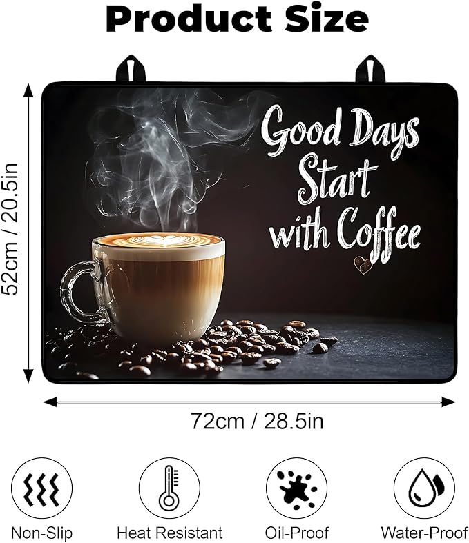 Heat-Resistant Glass Stove Top Cover with Anti-Slip Rubber Coating – Electric Stove Protector, Scratch-Resistant, Expands Counter Space, Stylish Kitchen Decor (Cafe)