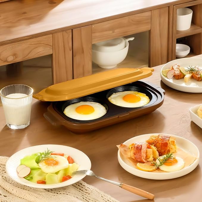 Quick-Heat Microwave Egg Cooker|Poacher|fryer, Multi-use Maker for 2 Eggs for Breakfast Sandwiches, Dishwasher-Safe Portable for Home,Travel,Gifts (Orange)