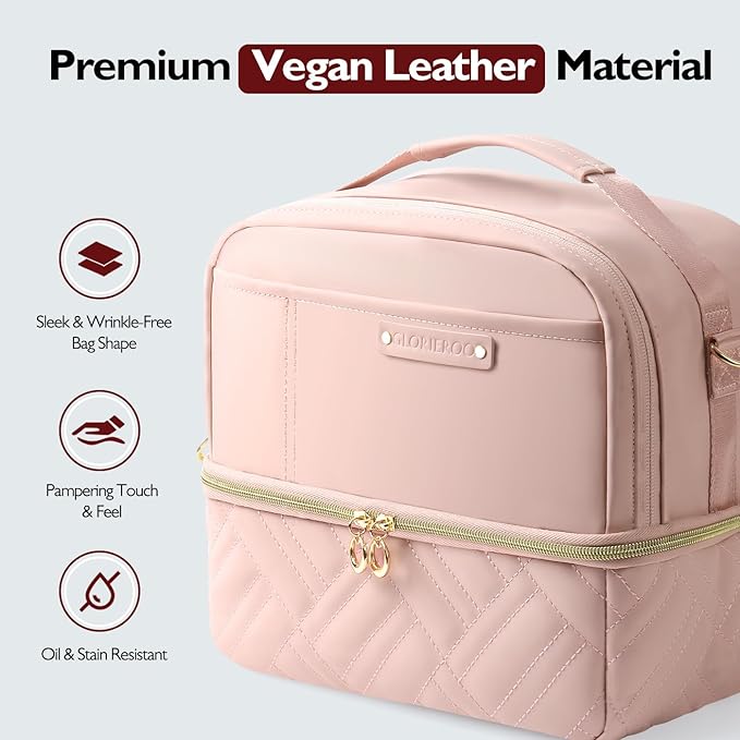 Double Deck Lunch Box Bag Women - Vegan Leather Insulated Waterproof Leakproof Cooler for Work Travel Picnics - Teacher Mothers Day Christmas Birthday Gifts
