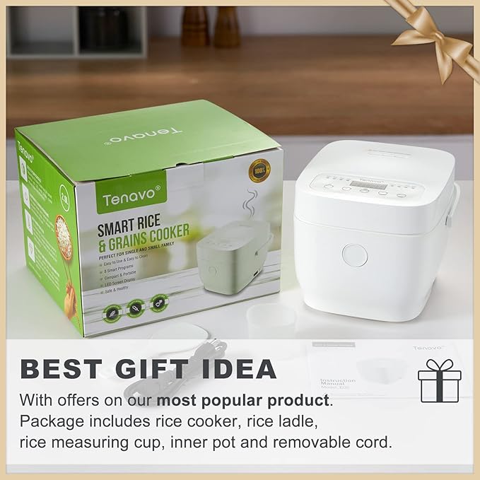 Digital Mini Rice Cooker 4 Cups Uncooked, 2L Rice Cooker Small, Portable Rice Cooker Small for 3-4 People, Travel Rice Cooker, Multi-cooker with 8 Smart Programs, 400W, White