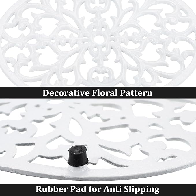 2 Pack Cast Iron Trivets, Decorative Oval Trivet 9.6"x7.3", Heat Resistant Metal Trivets for Hot Dishes Pots Pans Plates Teapot, Heavy Duty Cast Iron Pot Holder for Kitchen Countertops Dining Table
