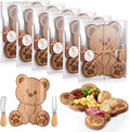 Ziliny 6 Set Baby Shower Prizes Bear Shaped Cheese Board with Cheese Knives and Forks Baby Shower Party Favors Gift Box for Wedding Bridal Birthday Gender Reveal Favor (Acacia Color)