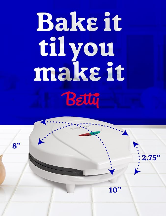 Betty Crocker 8" Travel Pizza Maker Plus, Indoor Electric Grill With Insulated Travel Bag, Nonstick Pan for Pizzas, Quesadillas, Nachos and more, Pizza Machine for Delicious Meals and Snacks, White