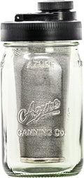 Brewing America Mason Jar Cold Brew Coffee Maker Infuser: Made in USA Wide Mouth Mason Jar with Screw Top Pour Lid, Stainless Steel Filter for Delicious Coffee, Tea, Alcohol - 1 Quart 32 oz Black Lid