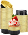 Beasea Disposable Aluminum Ramekins, 8oz 200 Pack Ramekins Foil Cups Baking 3.9" Ramekin Cup Cupcake Aluminum Mini Baking Cups for Party - Black Gold