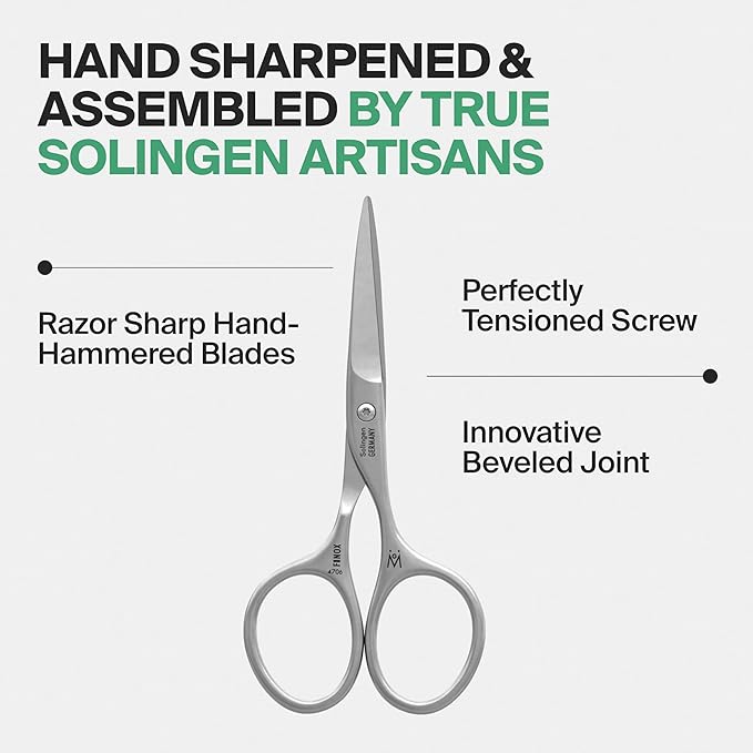 GERMANIKURE Beard and Mustache Scissors - FINOX Stainless Steel Professional Manicure Tools in Cork Case - Ethically Made in Solingen Germany - 4706