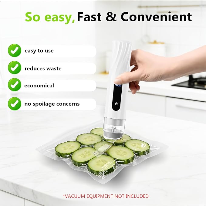 Reusable Vacuum Sealer Bags for Food – 30 Pack 10.2 * 13.4 Inches, Leak-Proof & BPA-Free, Includes 3 Free Bag Clips, Ideal for Food Storage, Freezer & Handheld Vacuum Sealer Compatible | Leak-Proof