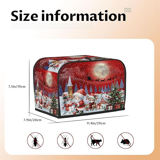 Christmas Santa Claus Xmas Decor Toaster Cover 2 Slice Dust and Fingerprint Protection Toaster Bread Maker Covers Washable Kitchen Small Appliance Covers for Kitchen Accessories Decor Bakeware Gift