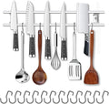 YIIYIIN 18 Inch Magnetic Knife Holder for Wall Mount-Magnetic Knife Strips with 12 Hook-304 Stainless Steel Wall Magnetic Knife Bar Rack-Knife Block-Knife Rack-Utensil Hanger-Kitchen Utensil Holder