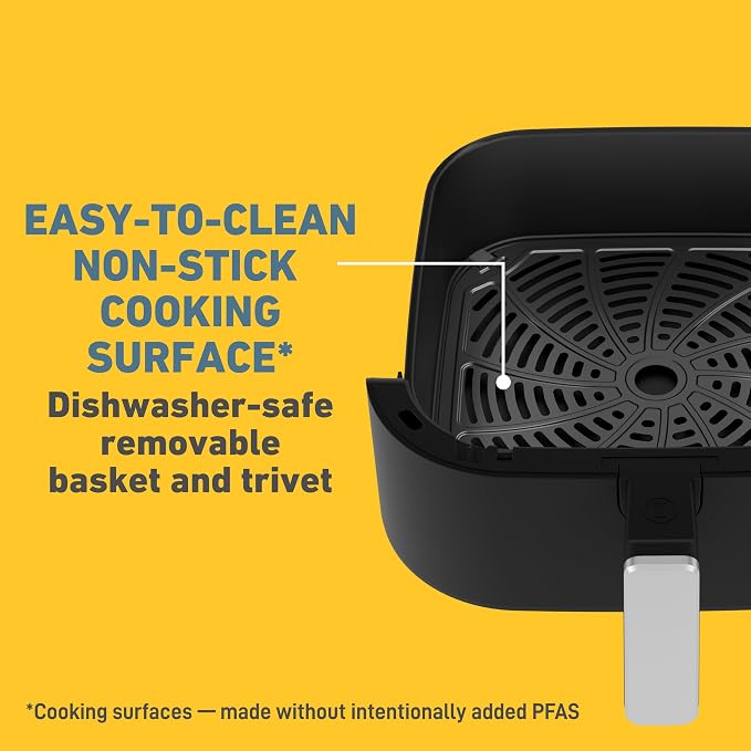 West Bend Digital Air Fryer 4.5 Qt Compact with 12 Presets, Adjustable Temperature for Quick Crispy Meals, Nonstick Easy Clean Basket and Shake Reminder, 1500W, in Black/Silver