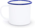 Crow Canyon Home Enamelware Mug, 12 ounce, Vintage White/Blue (Single)