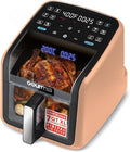 Gourmia Air Fryer 7 QT - Easy View Panorama Window & Interior Light, Guided Cooking with 12 One-Touch Presets, FryForce 360, Dishwasher Safe Accessories, Peach