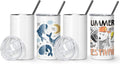 AGH 12 oz Sublimation Tumblers Blanks with Lids and Straws 4 Pack Stainless Steel Straight Skinny Tumblers for Kids Double Wall Vacuum Insulated Tumbler BPA-Free Great DIY Gift for Children