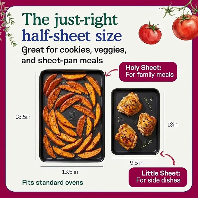 Great Jones Little Sheet (Pepper) | Jelly Roll Pan, Quarter Sheet Pan | Aluminized Steel,13.5" x 9.5" | For Baking, Roasting, & Broiling | Premium Bakeware with Even Heat Distribution