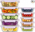 Dealusy 10 Sets (20-Piece) 36 oz & 12 oz Glass Food Storage Containers with lids, Airtight Leak-proof Glass Meal Prep Containers with Lids, Microwave Oven Freezer Dishwasher Safe, Purple