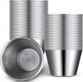 Potchen 48 Pack 2.5 oz Metal Ramekins Sauce Cups Stainless Steel Condiment Cups Round Dipping Containers for Vinegar Butter Ice for Kitchen Restaurant Catering Camping BBQ Party
