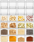 novelinks Clear Plastic Jars with Lids, Reusable Empty Square Storage Containers for Household and Kitchen Organizing (24 Pack Small)