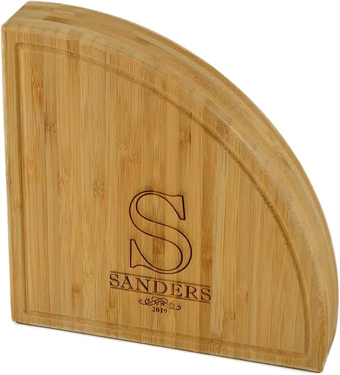 Picnic at Ascot Custom Personalized Engraved Bamboo Cheese/Charcuterie Board - US Patented Designed enables All in One Storage