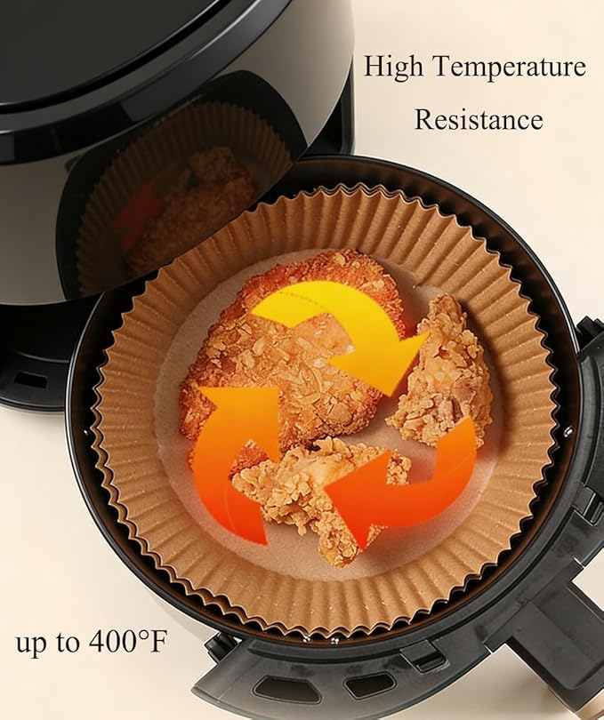 M-bestl Round Air Fryer Liners Disposable for Ninja 5-8 QT,150 pcs Parchment Paper Liners for Air Fryer,Non-stick&Oil-proof for Cleanup of Baking Roasting Microwave Easily (8inch,Round)